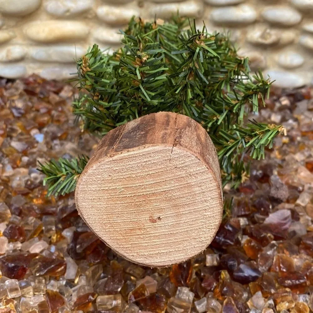 Lot of 10 Ten Miniature Christmas Trees on Tree Stumps. EUC. Decor Holiday